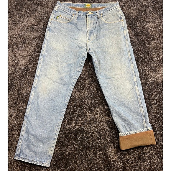 Cabela's Fleeced Lined Jeans Men's Size 36x32 Light Wash Denim Pants - Picture 1 of 7